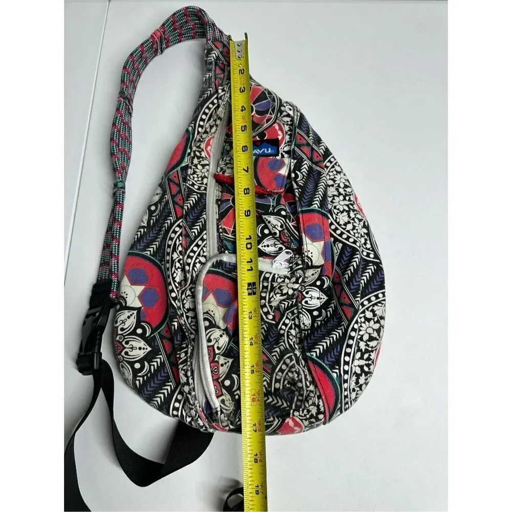 Kavu Shoulder Sling Cotton Crossbody Backpack Chest Rope Bag Geometric Design